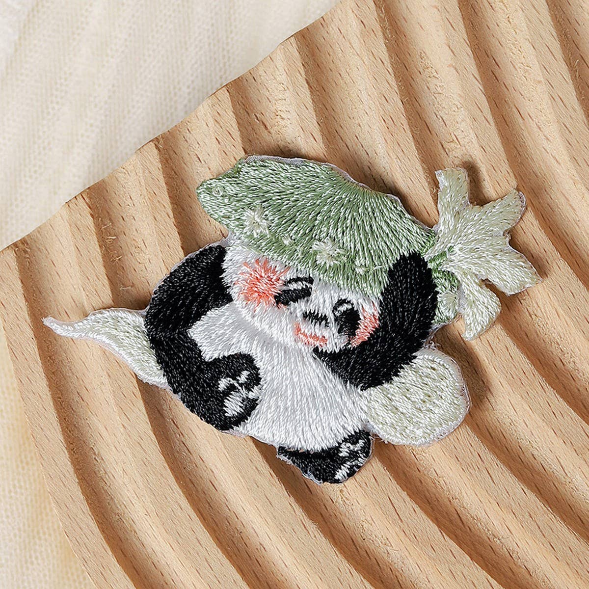 Bamboo & Panda Embroidered Patch for Stain Repair_CWMM5925