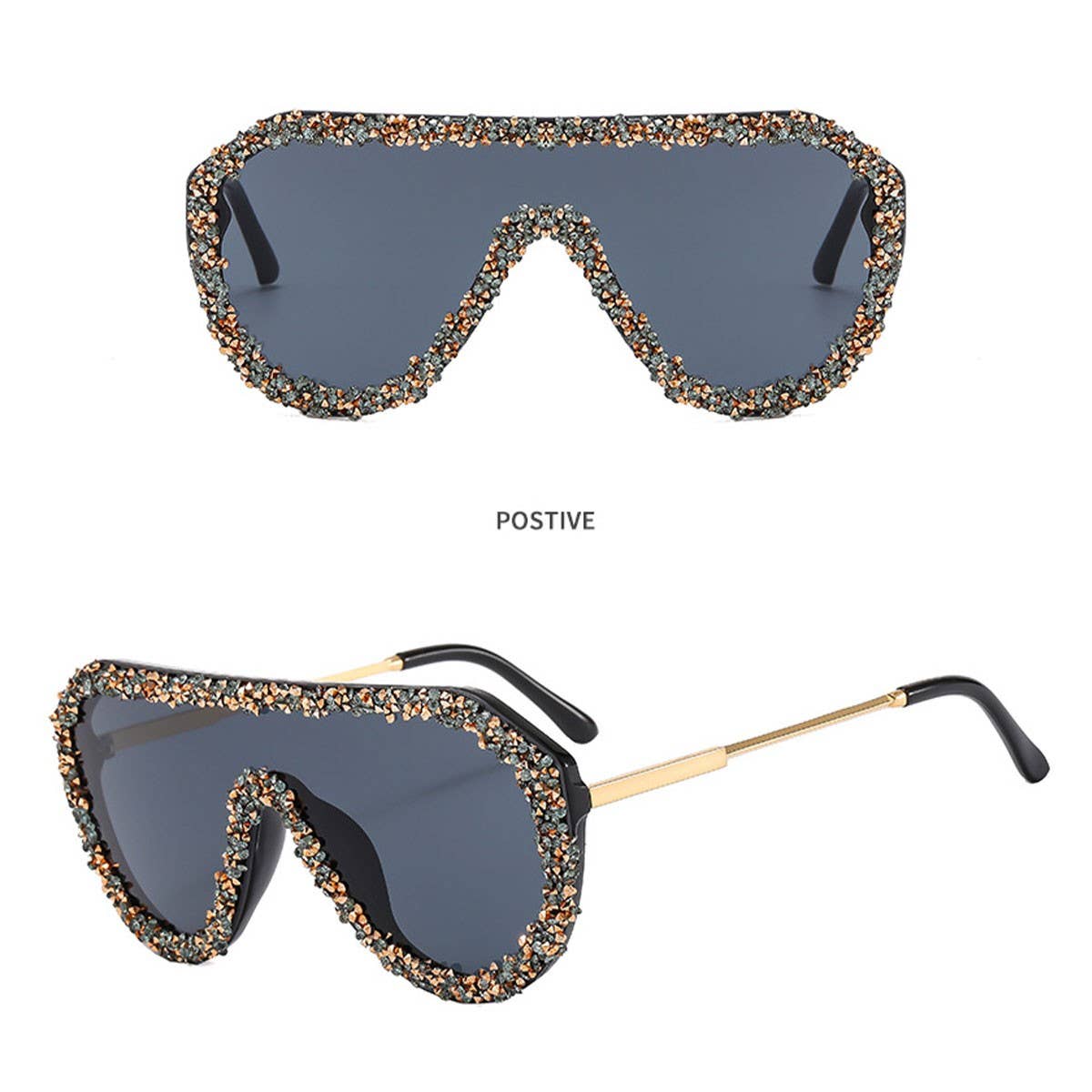 LUXURY RHINESTONE STATEMENT ONE-PIECE SUNGLASSES