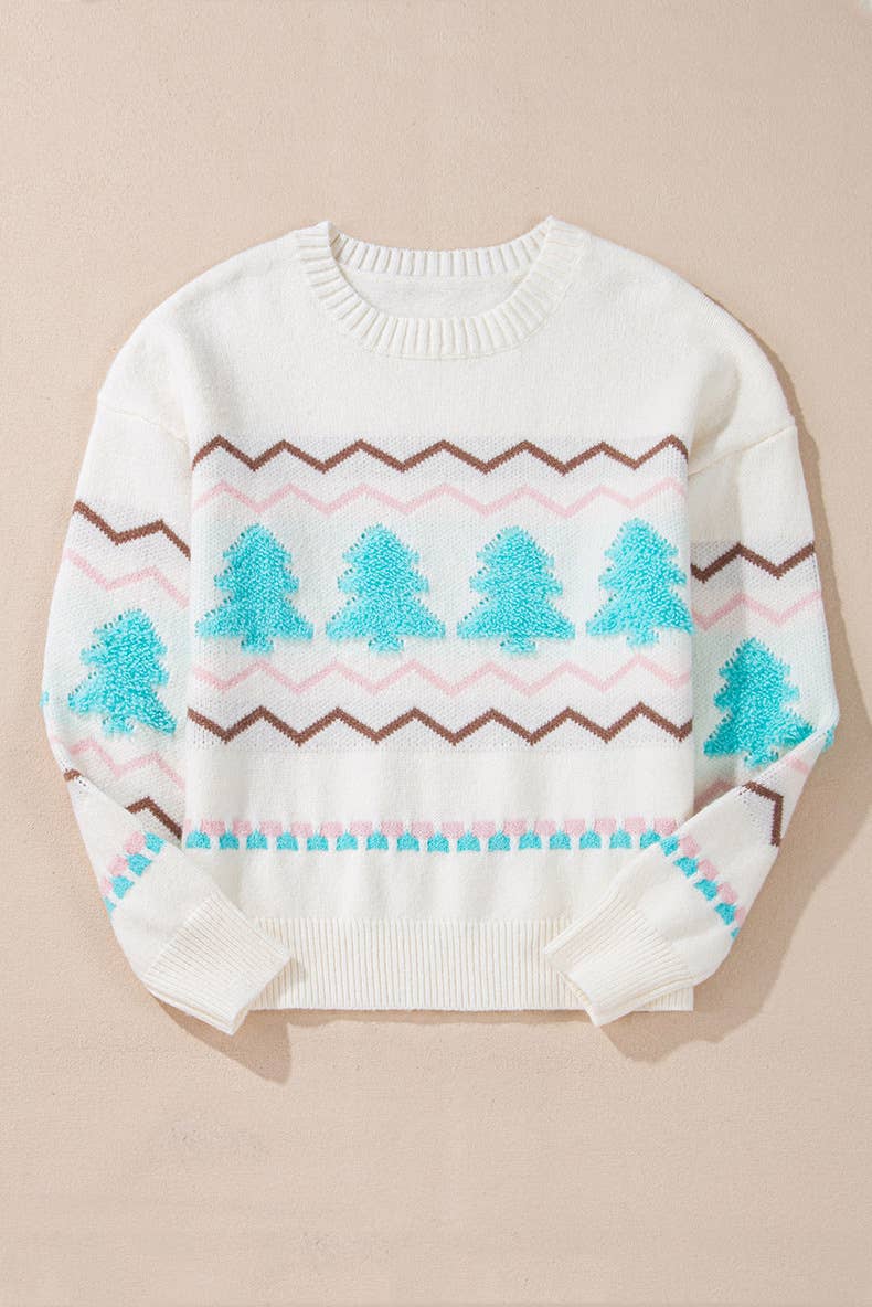 TURTLENECK SWEATER CHRISTMAS TREE THREAD EDGING