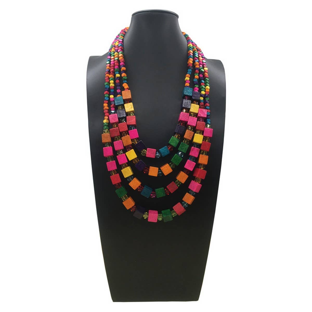 WOODEN BEADS MULTI-LAYERED COLORFUL NECKLACE_CWMM4964