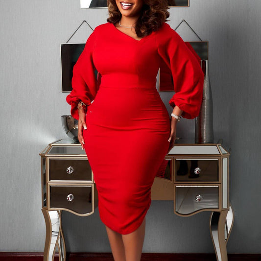 LONG-SLEEVED FASHIONABLE AND ELEGANT TUNIC DRESS