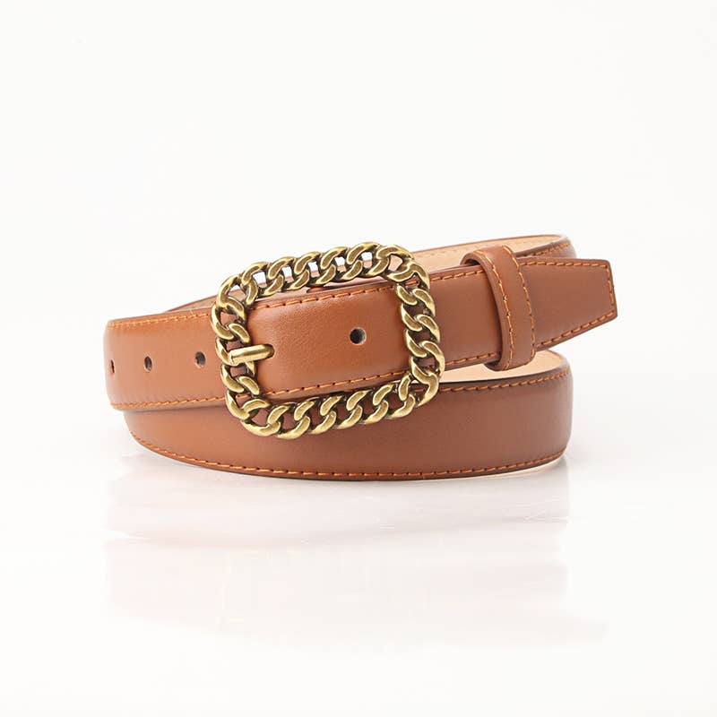 Retro chain buckle trendy women's belt