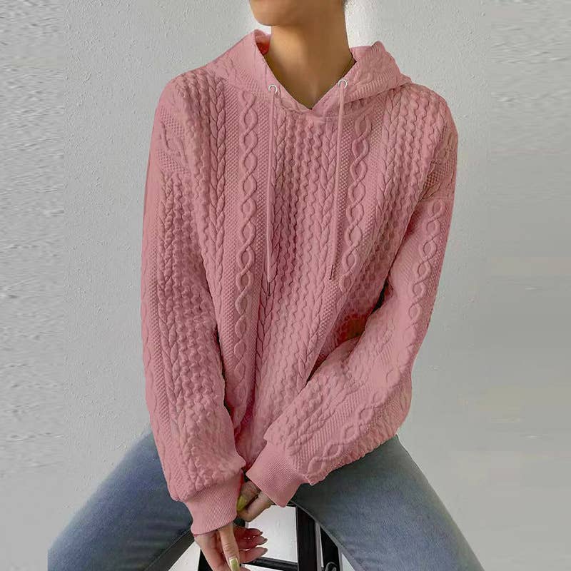 Jacquard laced long-sleeved hooded sweatshirt