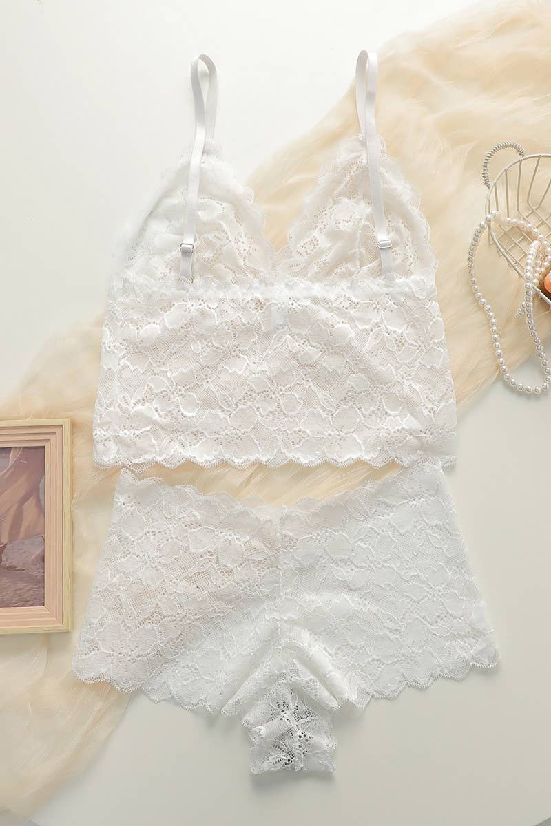 CWMU00270_LACE BRALETTE SET WIRELESS PUSH UP LINGERIE