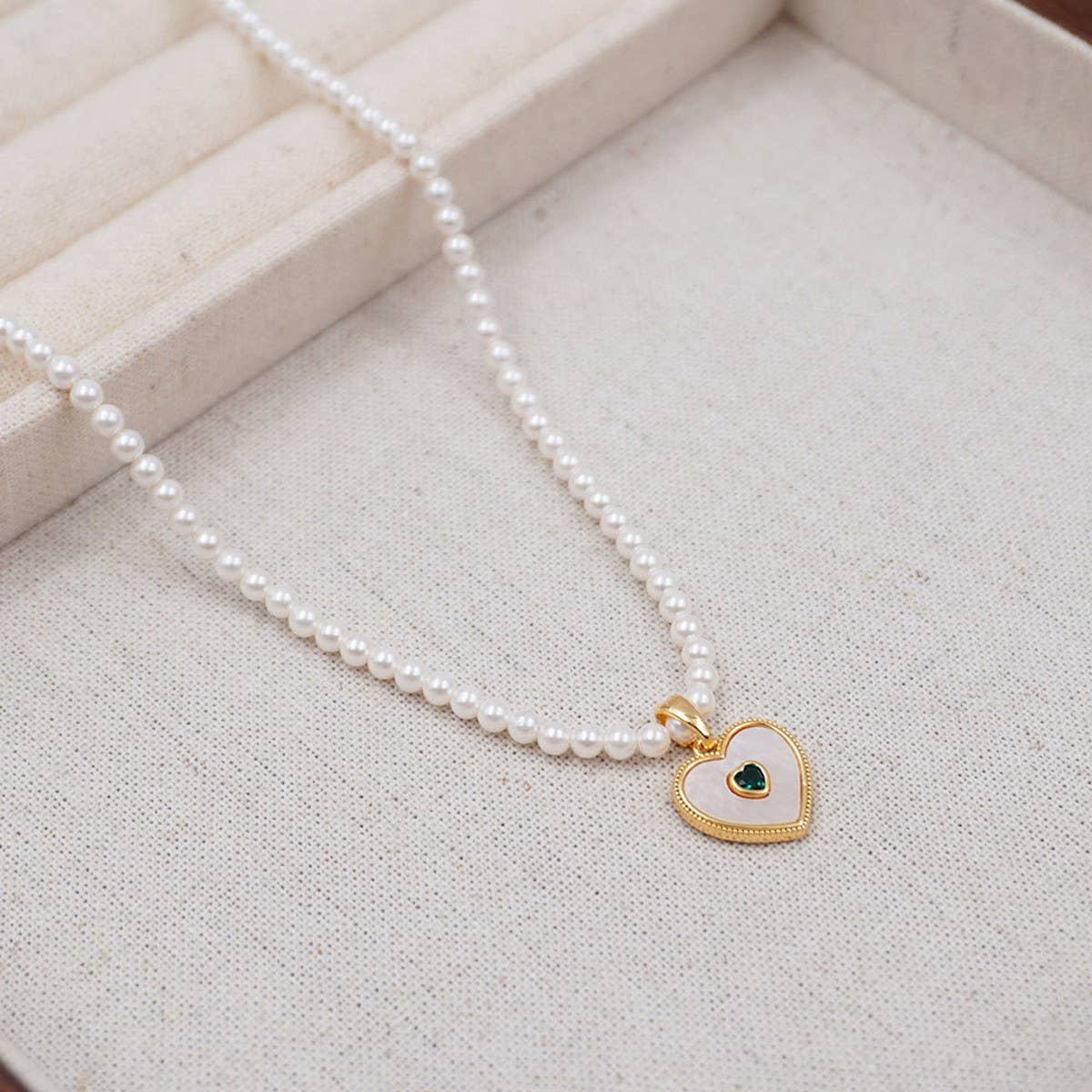 HEART PENDANT FRENCH VINTAGE PEARL NECKLACE