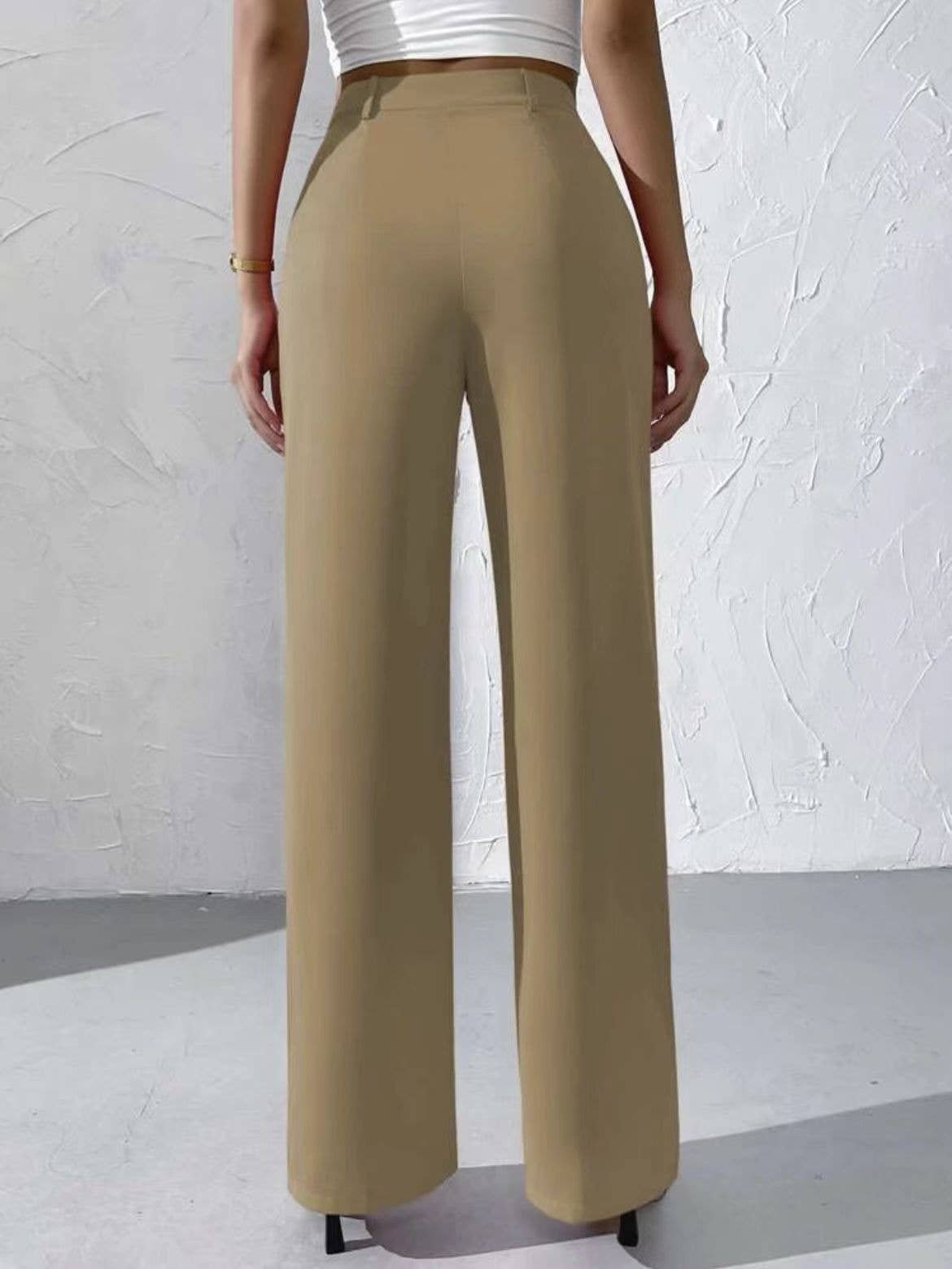 Elegant solid color dangling wide-leg suit pants