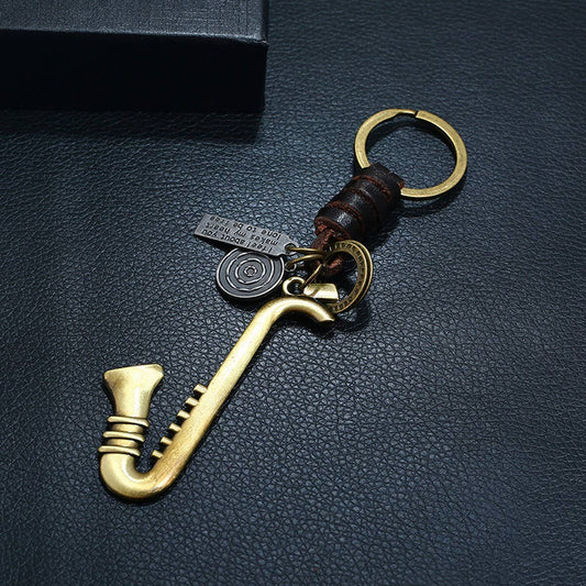 NEW COWHIDE ALLOY MUSICAL INSTRUMENT KEYCHAIN