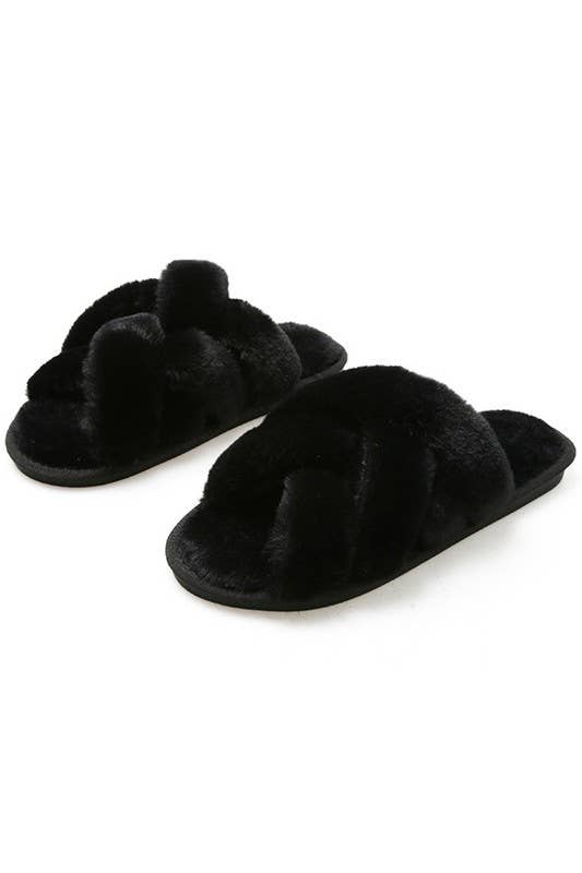 CROSS STRAP HOUSE SHOES COZY COMFY INDOOR SLIPPERS