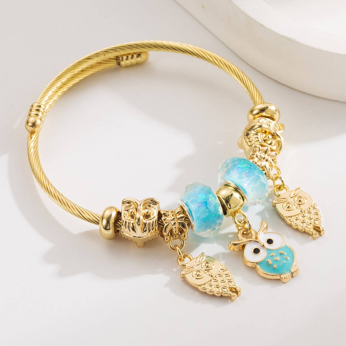 Adjustable Owl & Butterfly Charm Couple Bracelet_CWMM8482