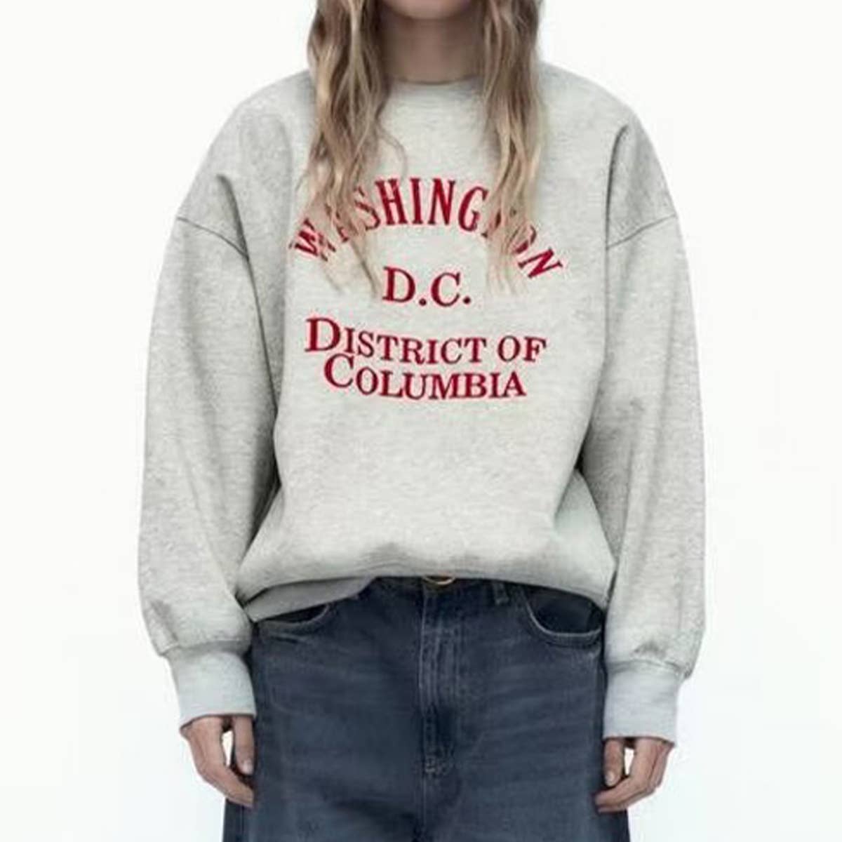 EMBROIDERED LOOSE RIBBED PULLOVER HOODIE