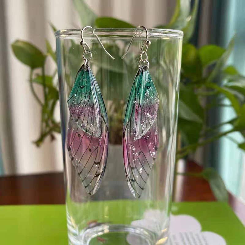 S925 Silver Cicada Wing Wing Butterfly Earrings