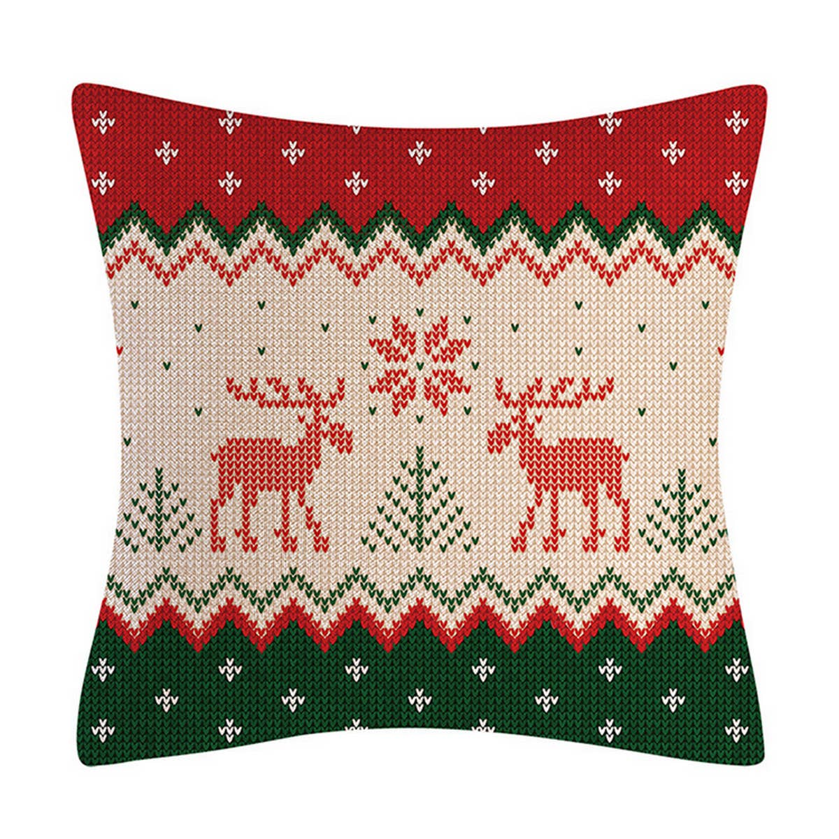 CHRISTMAS WOOL KNITTED STYLE RED PILLOWCASE