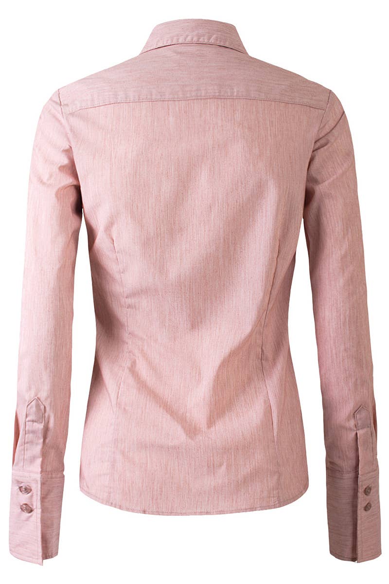 LADIES CASUAL LONG SLEEVE BUTTON UP SHIRT_CWTDSL027