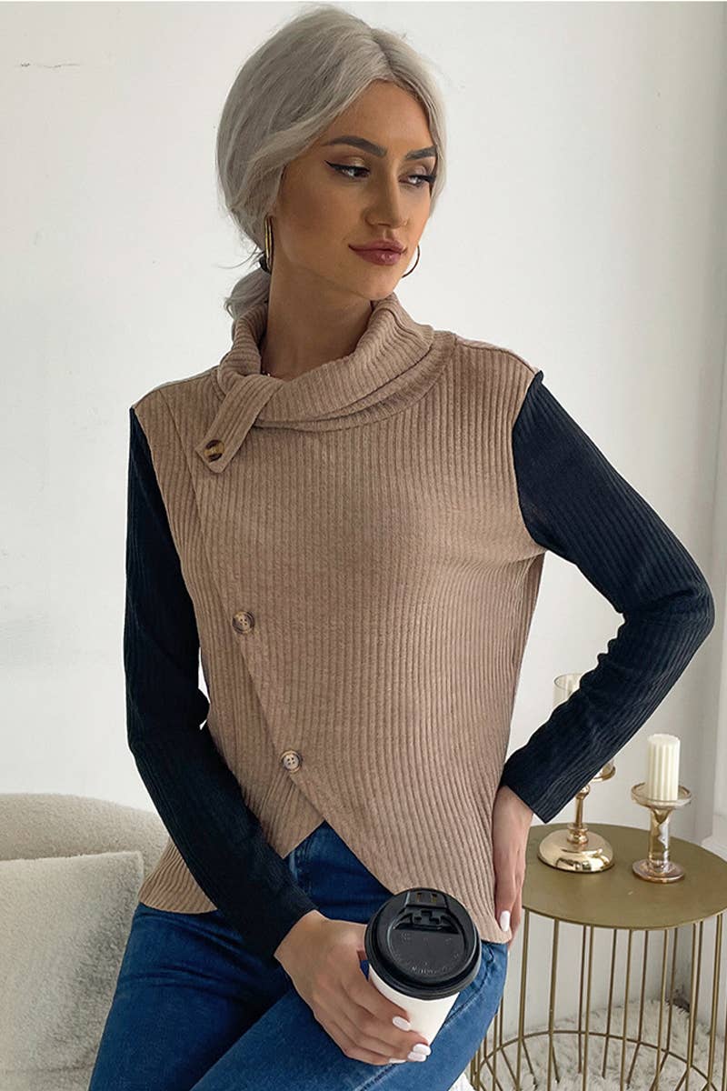 LONG SLEEVE PULLOVER COLOR PATCHWORK KNITWEAR