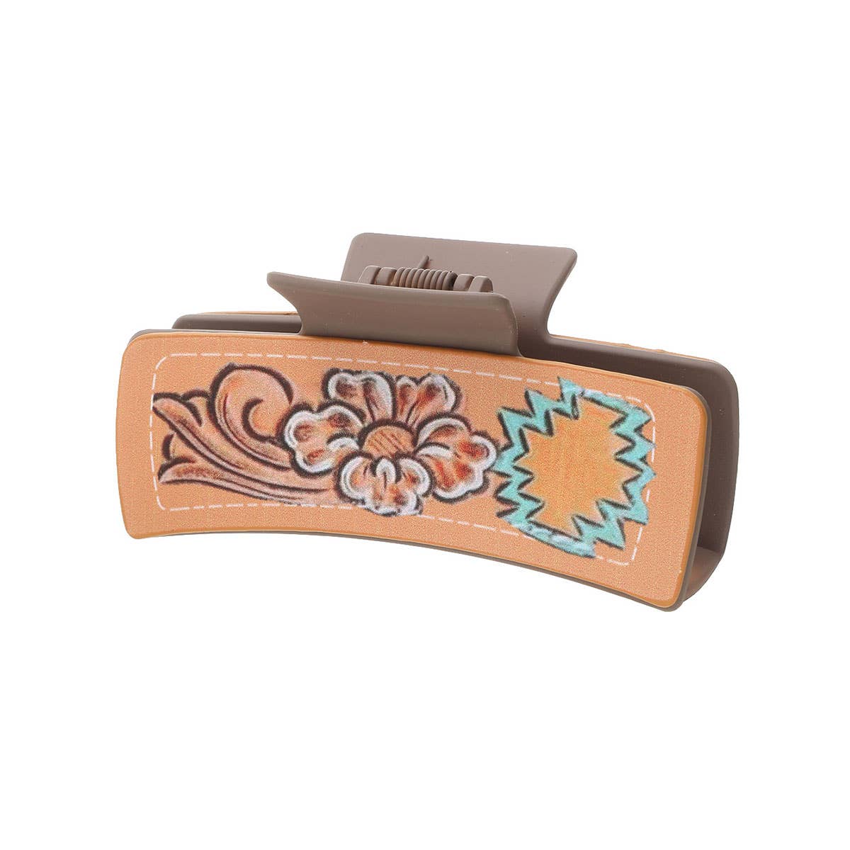 Western Cactus Feather Floral Print Hair Claw