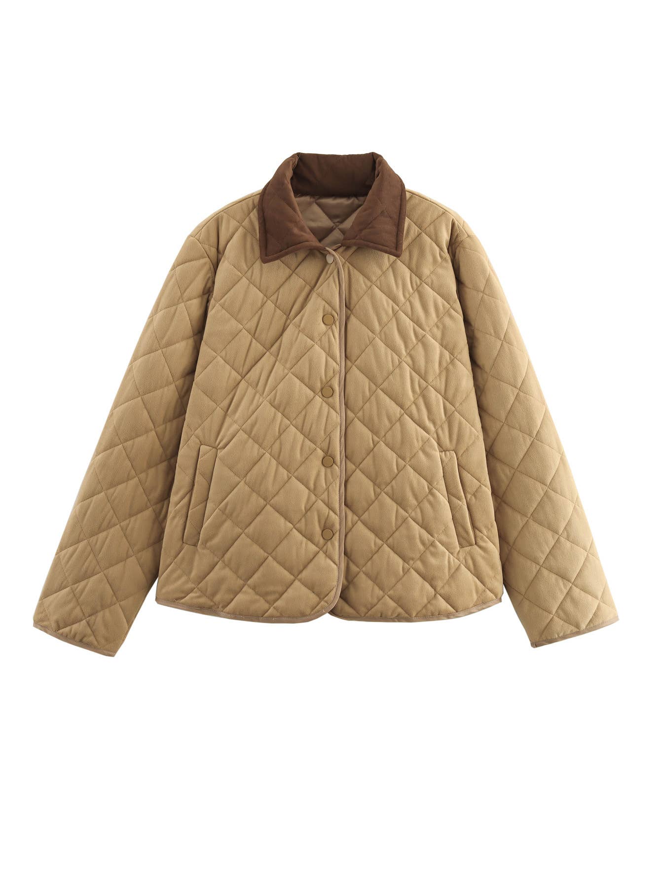 STYLISH QUILTED SUEDE COAT WITH MATCHING COLORS