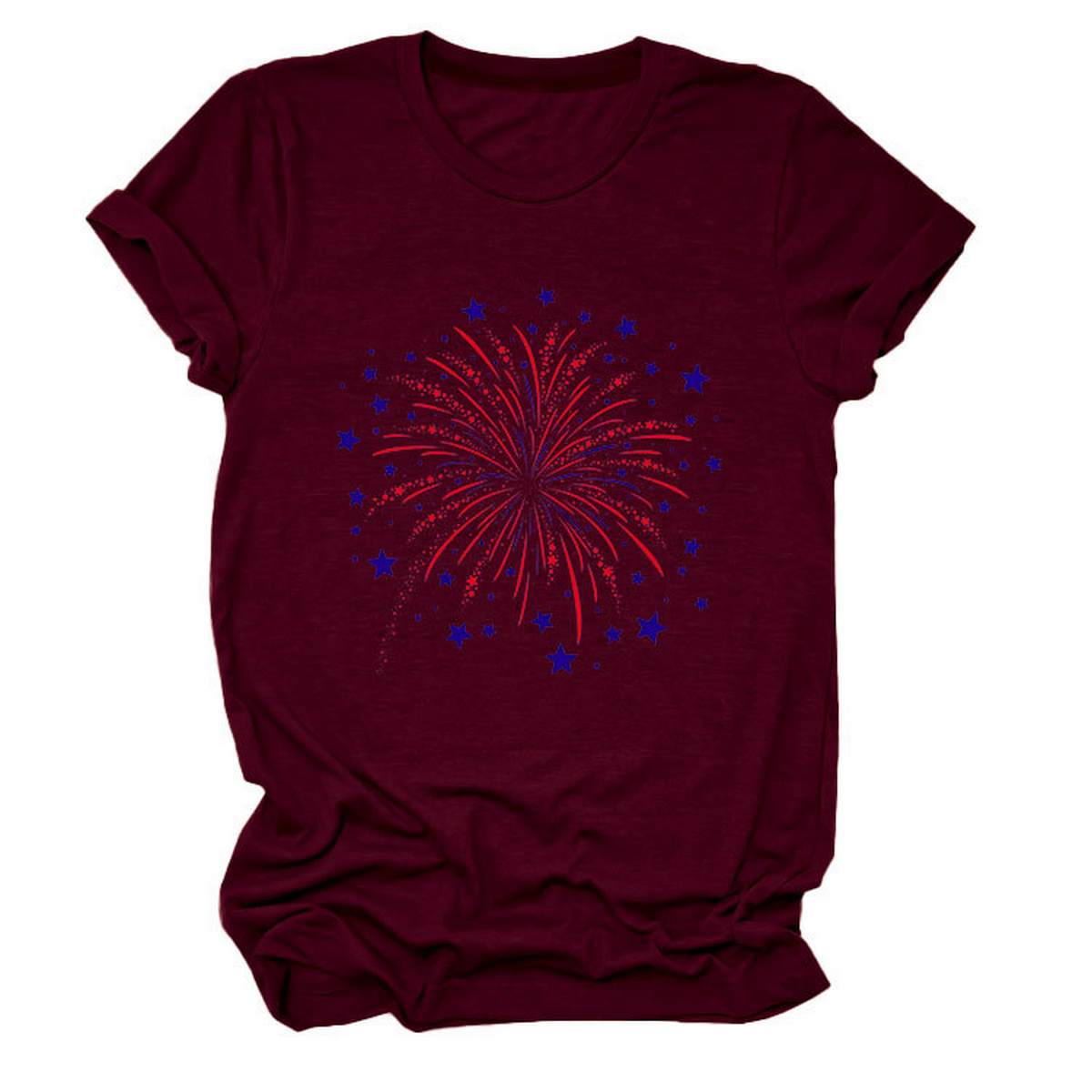 Trendy Loose Star Fireworks Graphic Tee for Women