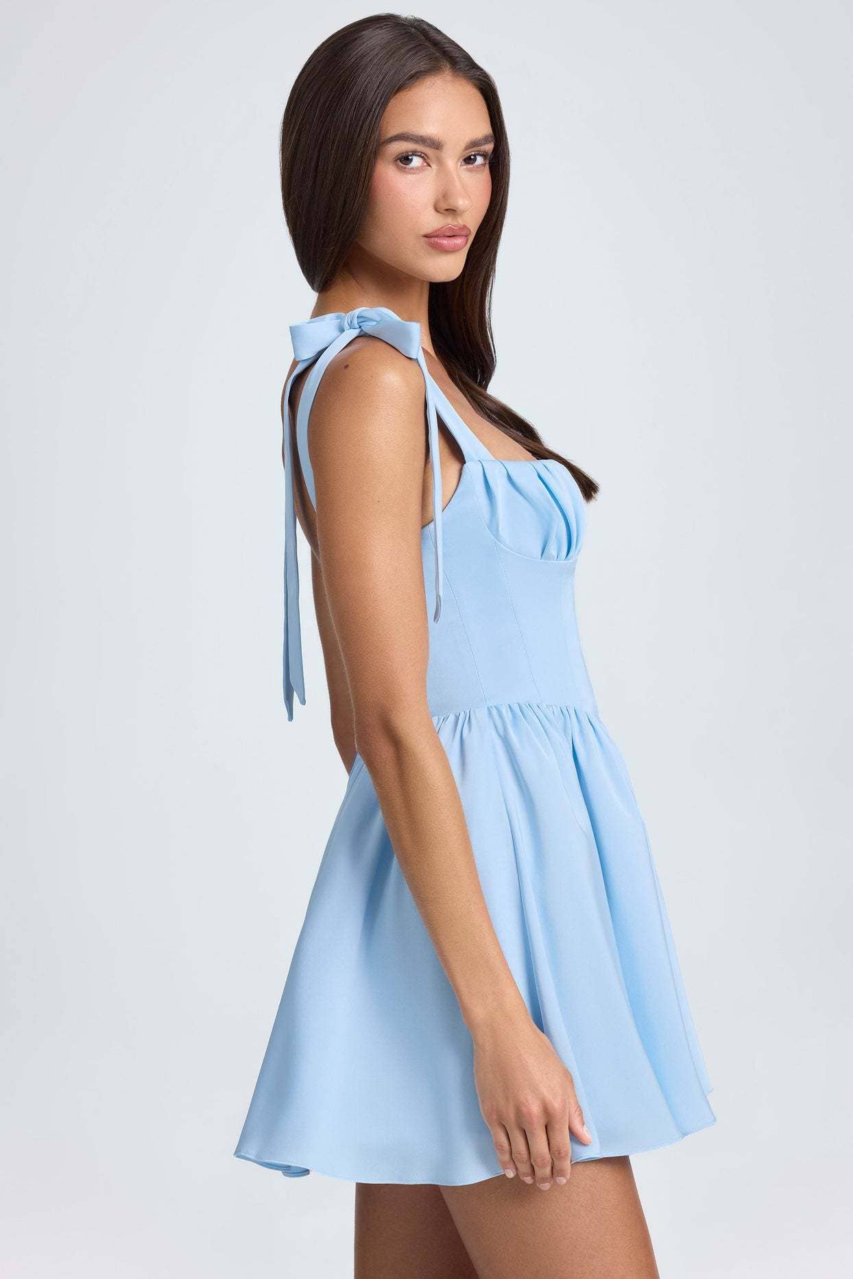 Stylish square neck high waist halter dress