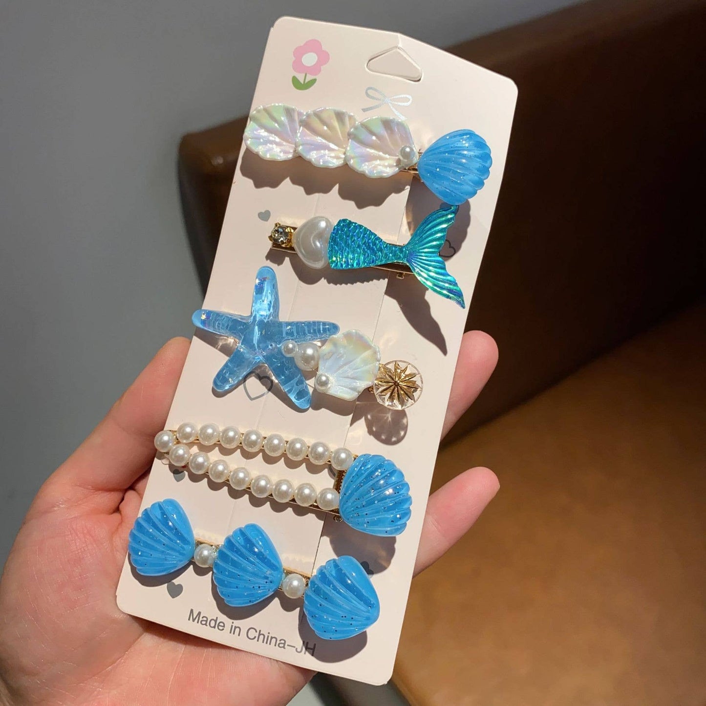 Starfish shell hair clip Liu seaside clip girl hair accessor