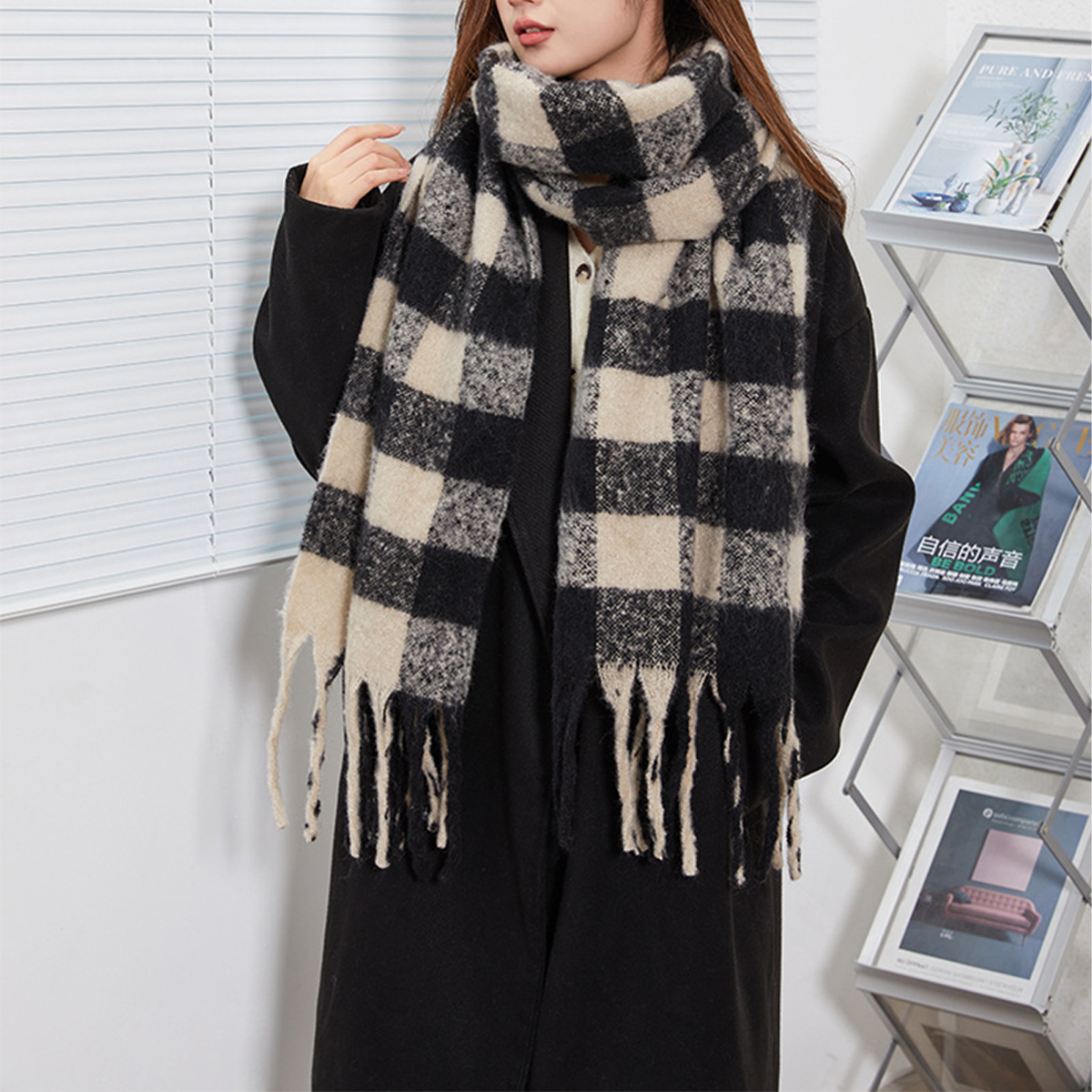 Women??¢s Warm Small Check AC Scarf ??Sweet Style_CWASC2695