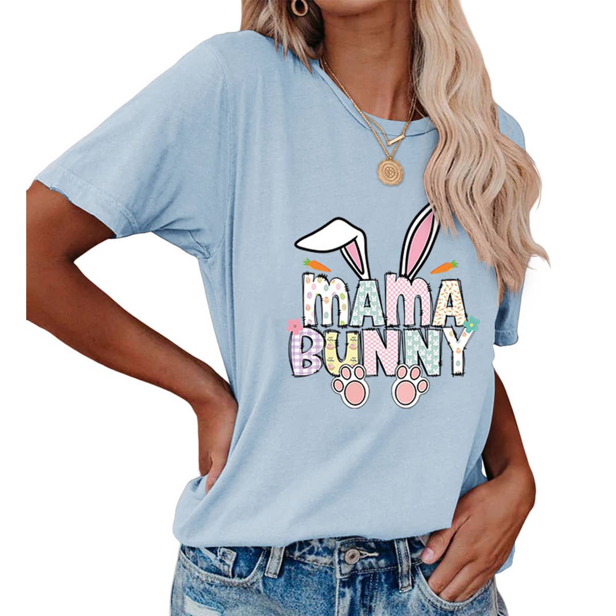 EASTER PULLOVER ROUND NECK FASHION PRINTED T SHIRT_CWTTS0855