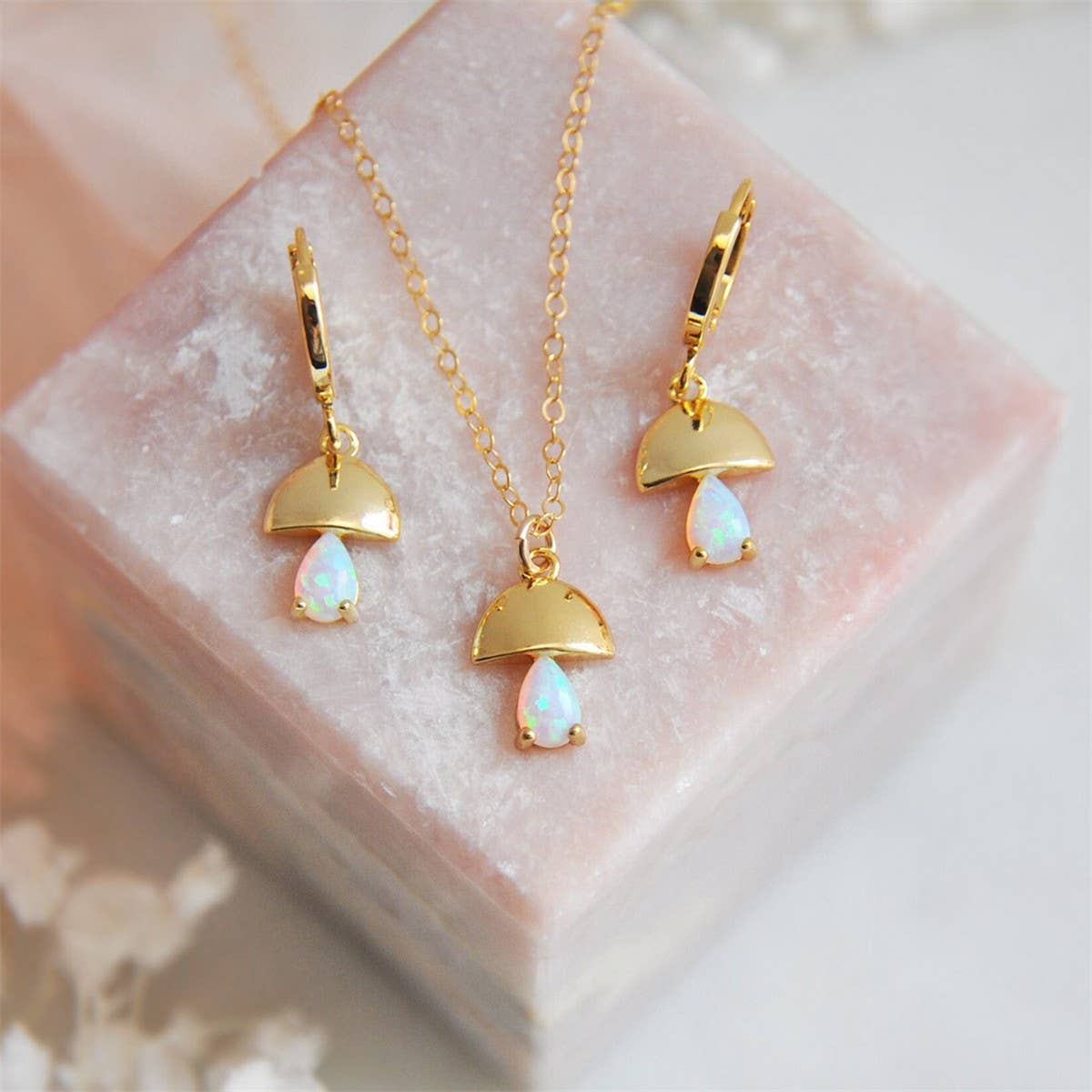 Lock Charm Opal Drop Earrings Colorfast Jewelry