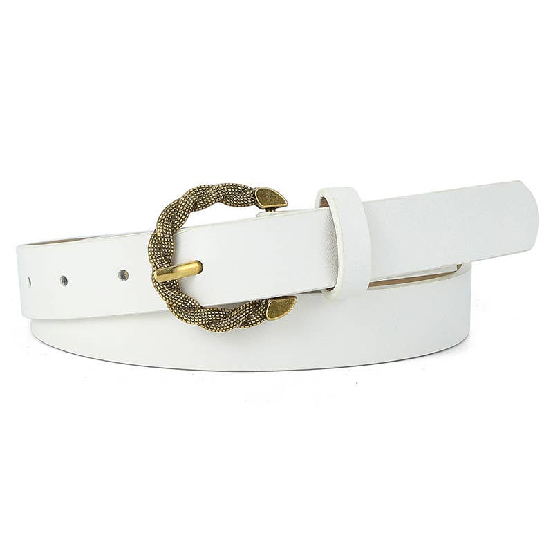 Serpentine pin buckle PU leather women's belt high-grade