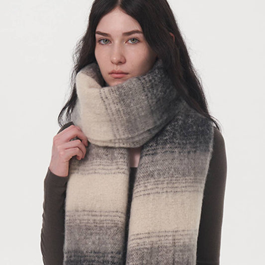 Plaid Stripe Scarf ??Wide Faux Cashmere Wrap_CWASC0333