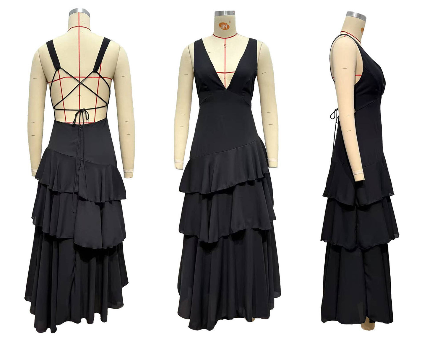 Stylish sleeveless V-neck French cake dress