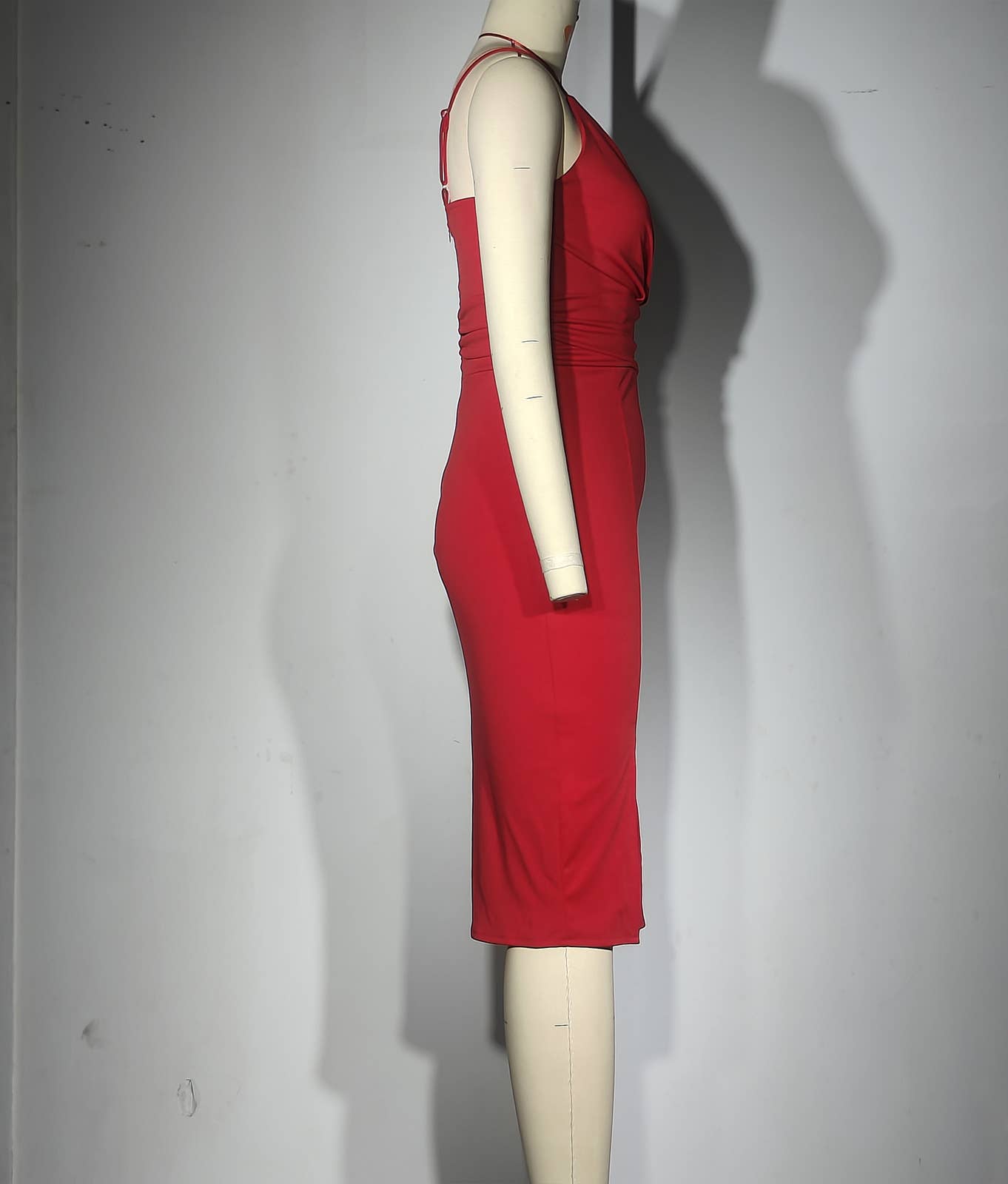 V-NECK SEXY WRAP HIP SPLIT HALTER DRESS