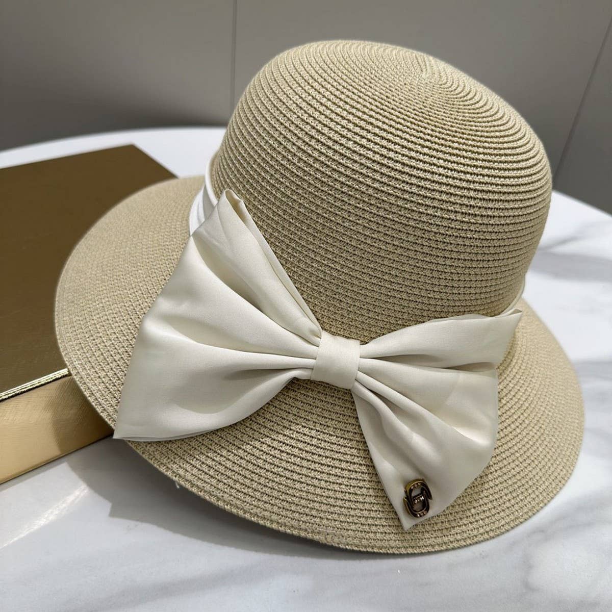 Summer all-match bow straw hat for women_CWAH3594