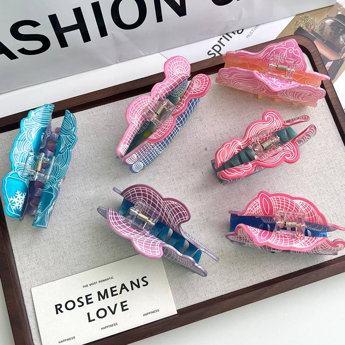 Gradient Bear & Mermaid Claw Clip ? Hand-painted