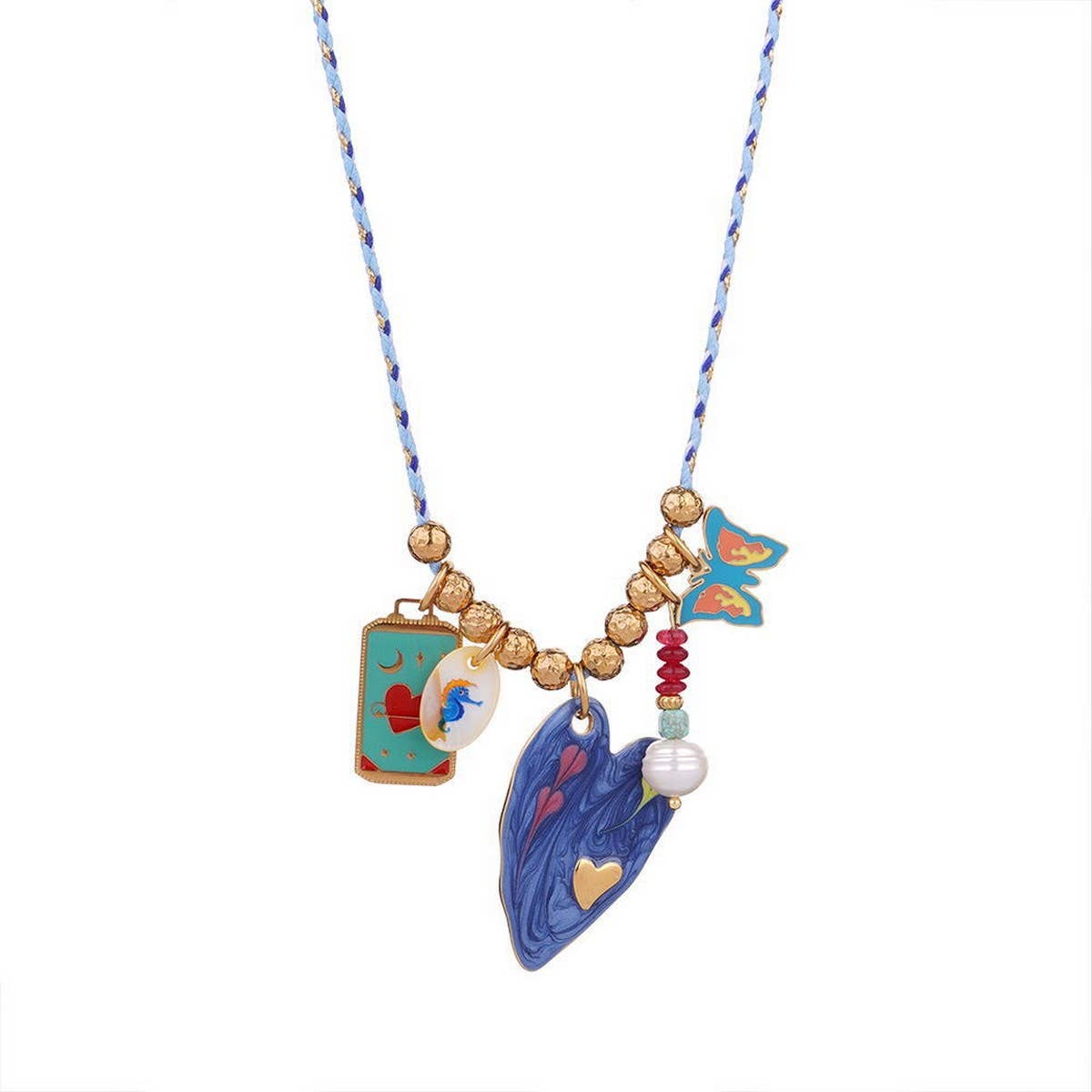 Zircon Cross Tarot Necklace with Natural Stone_CWMM7523