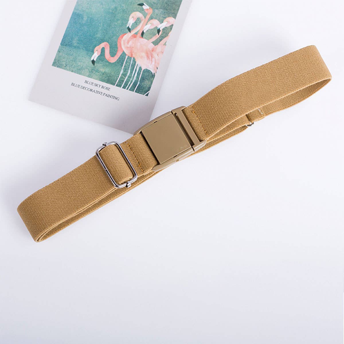 SOLID COLOR PLASTIC BUCKLE ELASTIC BELT_CWABE0681