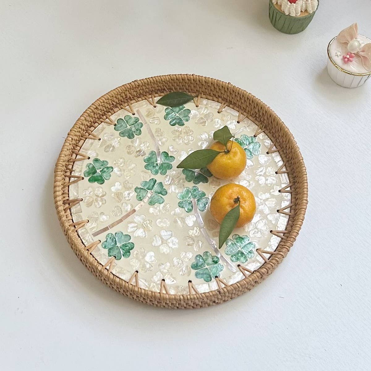 RATTAN COLORFUL SHELL CREATIVE HANDMADE FRUIT PLATE_CWMM4479