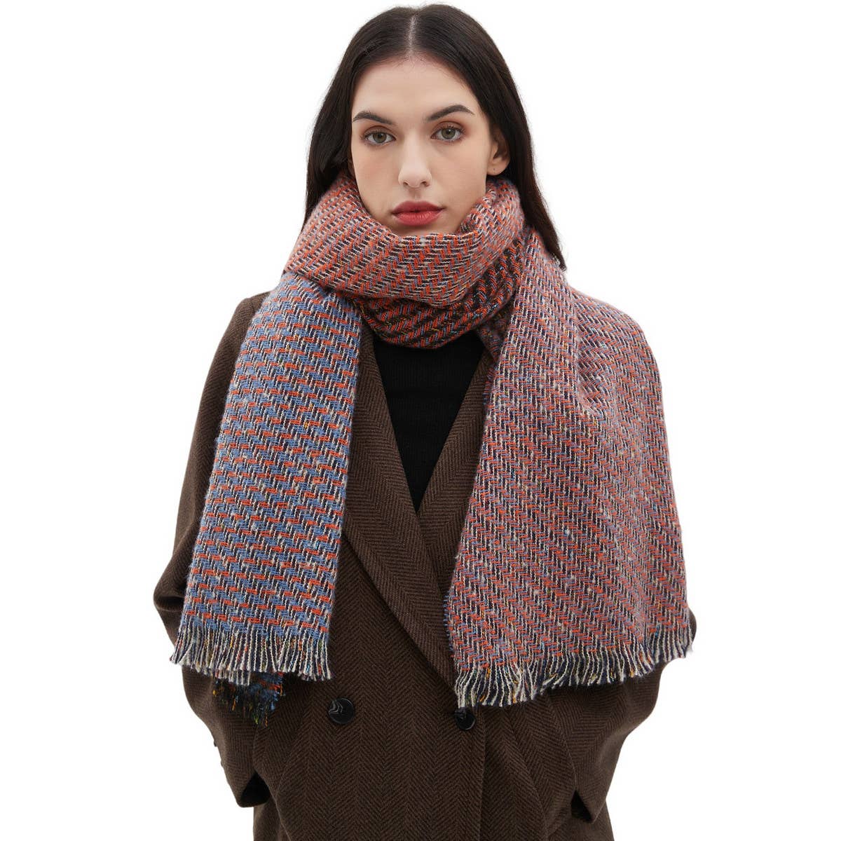 Fringe Patchwork Scarf ? Unisex Winter Shawl Wrap