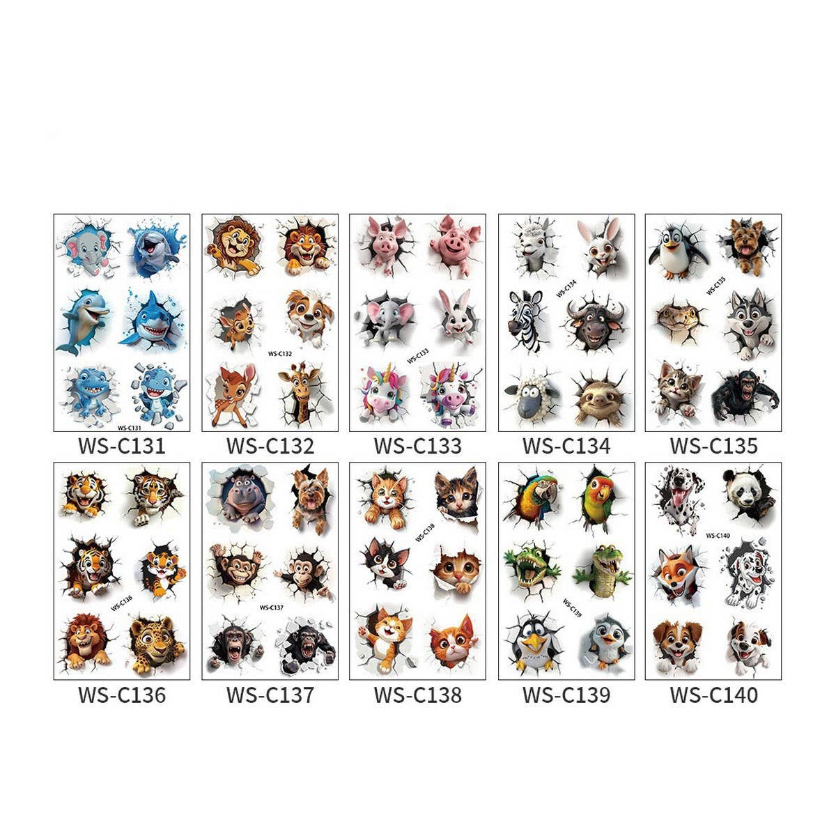 Kids Cartoon Animal Tattoo Stickers Set Waterproof