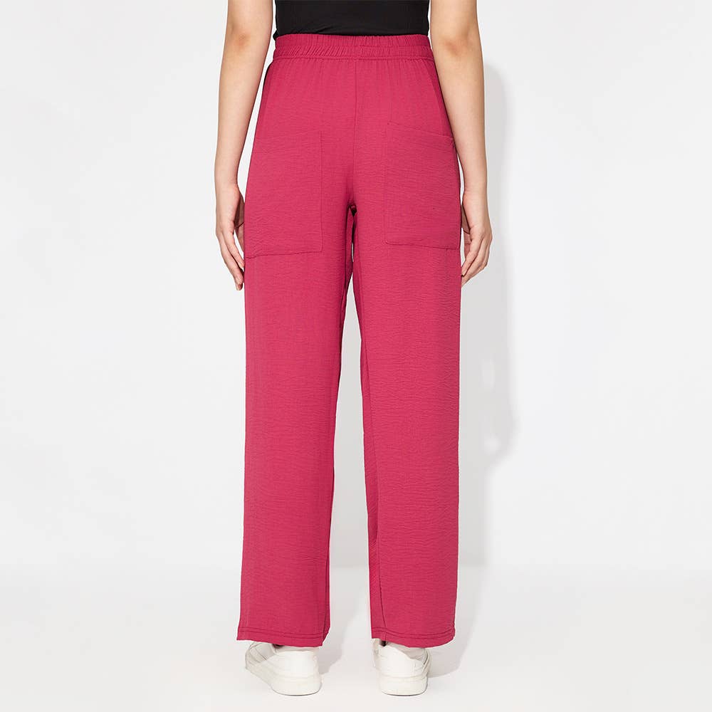 SOLID COLOR HIGH-WAISTED COMMUTER PANTS
