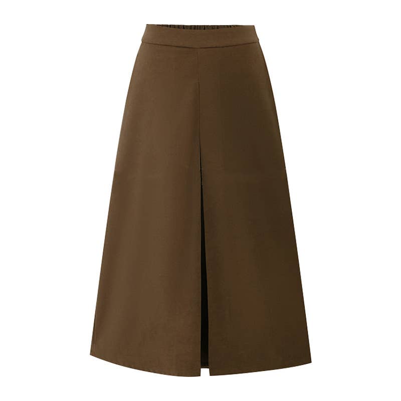 WOMEN'S SUEDE MAILLARD SOLID COLOR LONG SKIRT