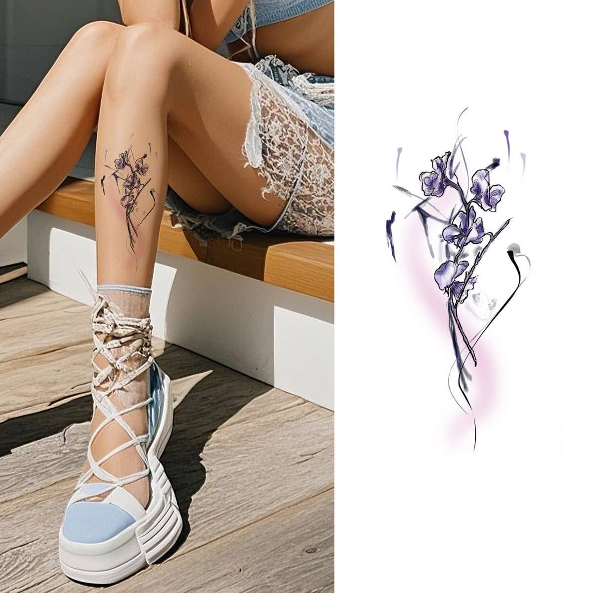 Elegant Floral Arm Tattoos Waterproof&Long Lasting