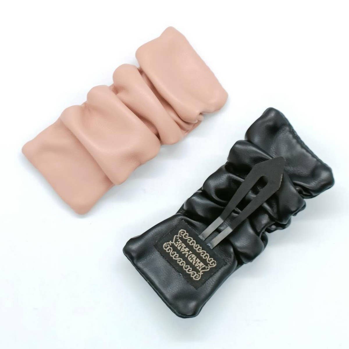 Soft Ruched PU Leather Sweet Side Hair Clip_CWAHA6364