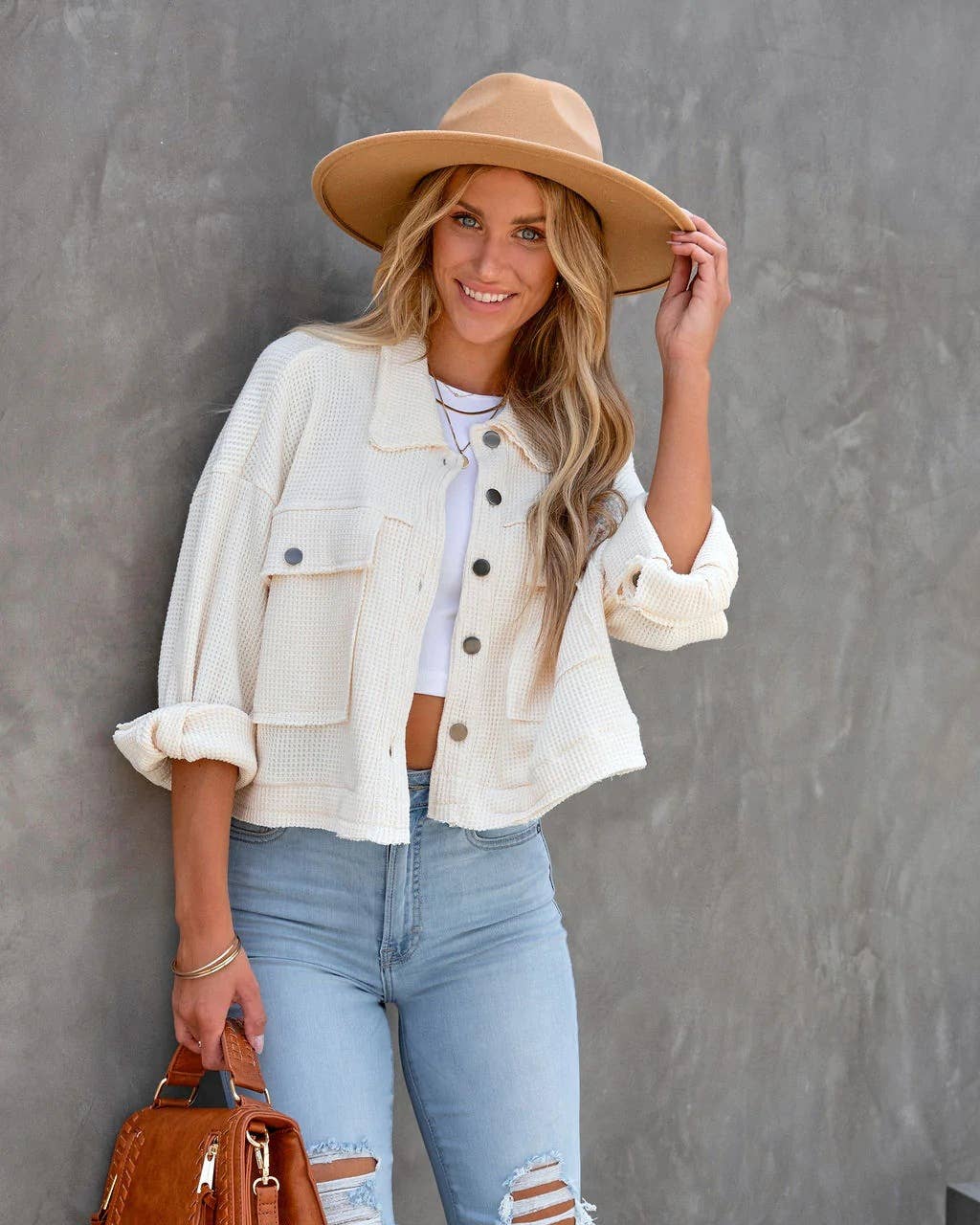 Lapel Waffle short and simple coat