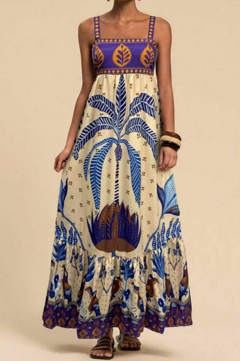 CWDMD5835_BOHO FLORAL STRAPPY CASUAL VACATION DRESS