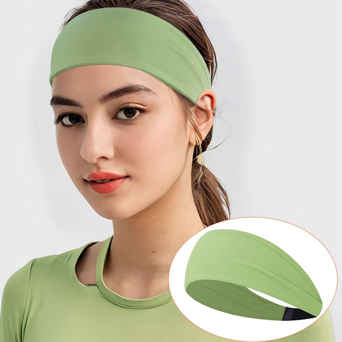 Wide Elastic Yoga Headband for Women Sweat-Wicking
