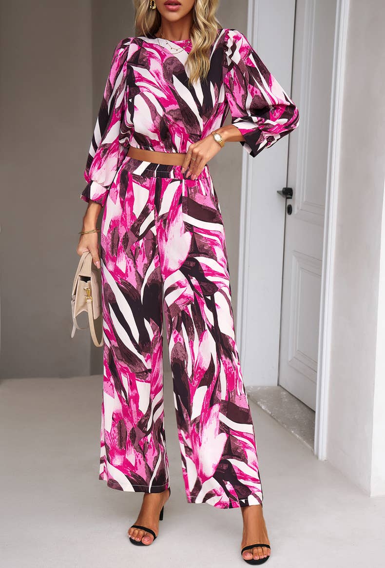 Fashion casual printed long sleeve pants suit