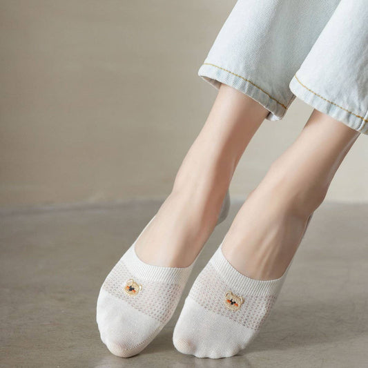 MESH CARTOON EMBROIDERED INVISIBLE SOCKS