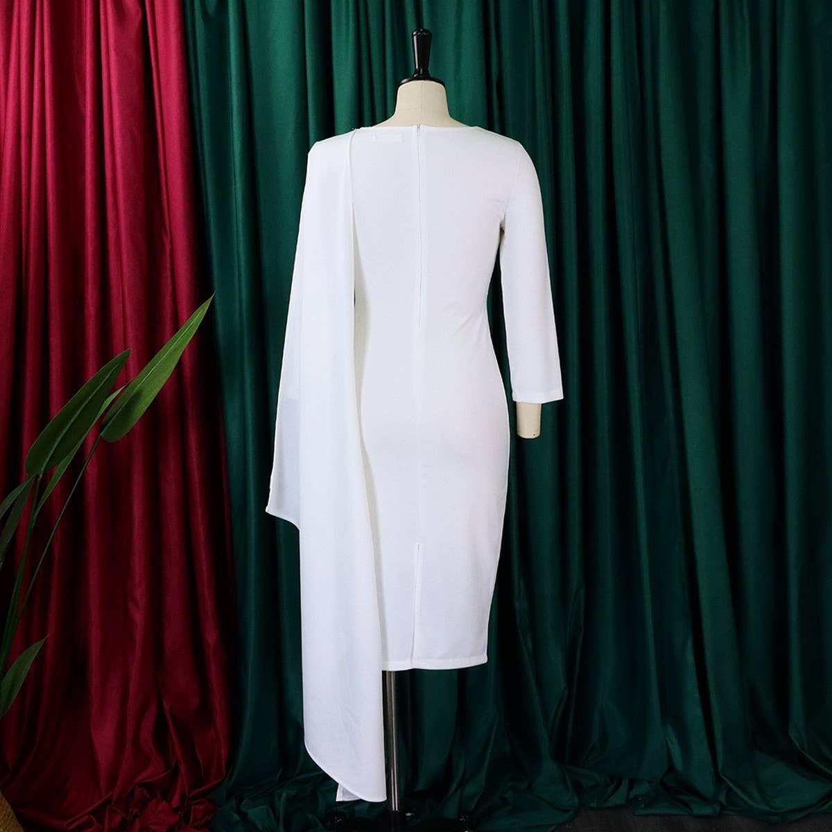 FASHION SOLID COLOR TONGLE PENCIL SKIRT DRESS_CWDMD3681