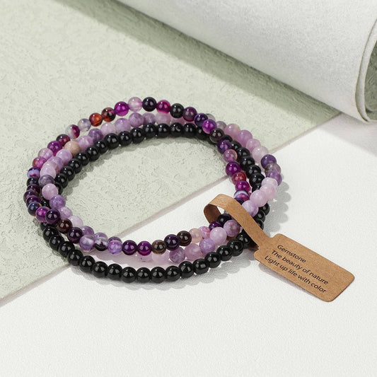 CWAJE4219_VINTAGE NATURAL STONE 4MM BEAD SET BRACELET