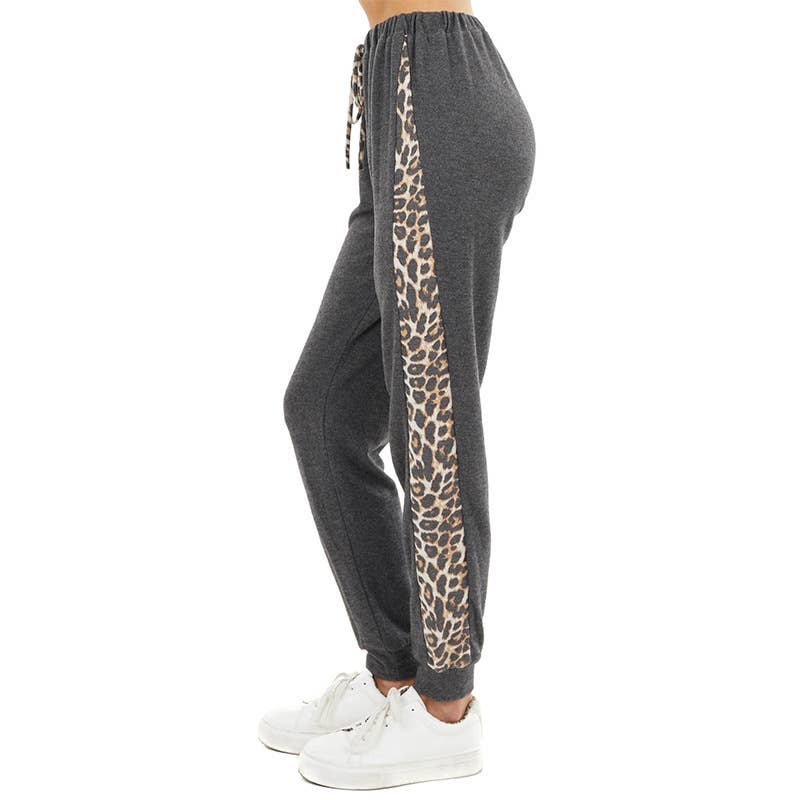 GRAY LEOPARD PRINT PANTS CASUAL JOGGING PANTS