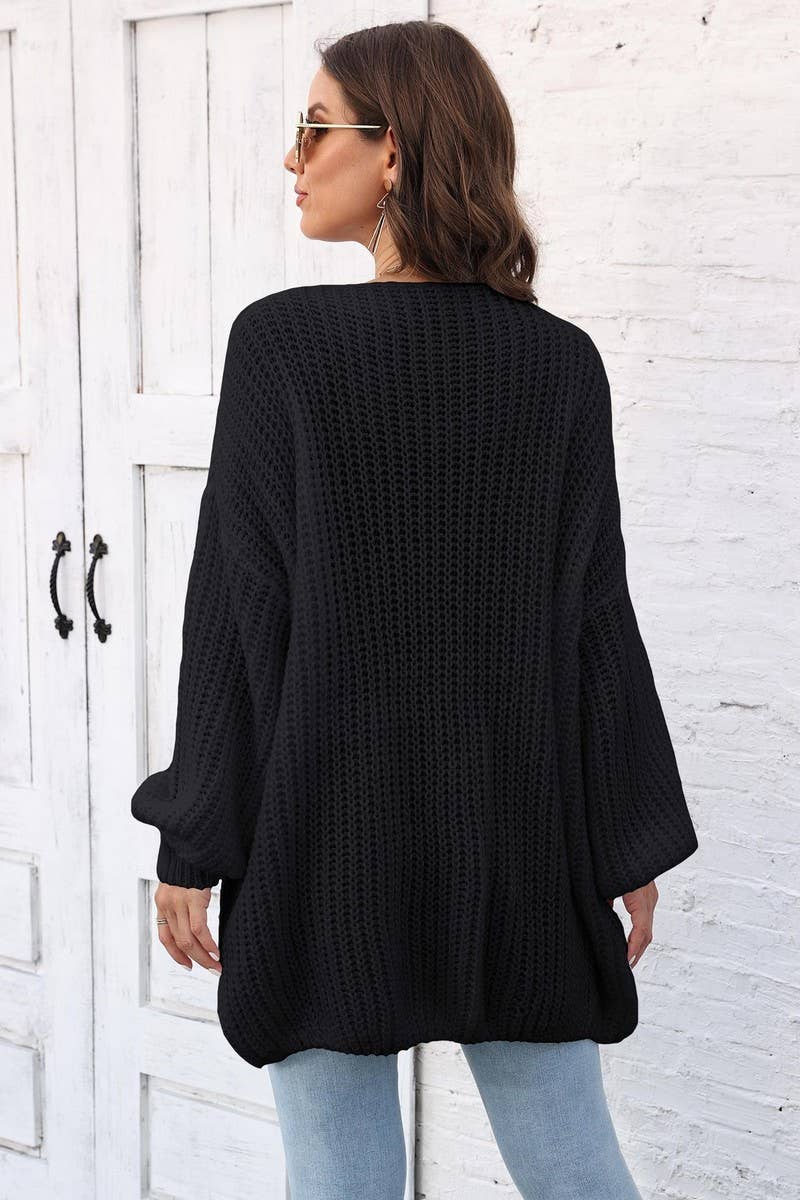 CWOSWL07390_WOMEN OVERSIZED CHUNKY KNIT CARDIGAN SWEATER